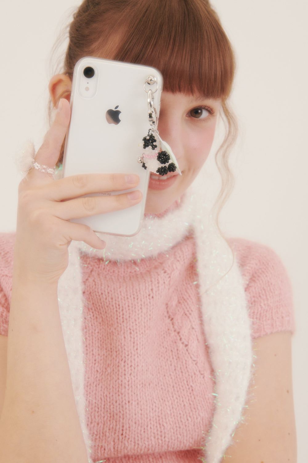 Spotted Cat Key Ring -Black