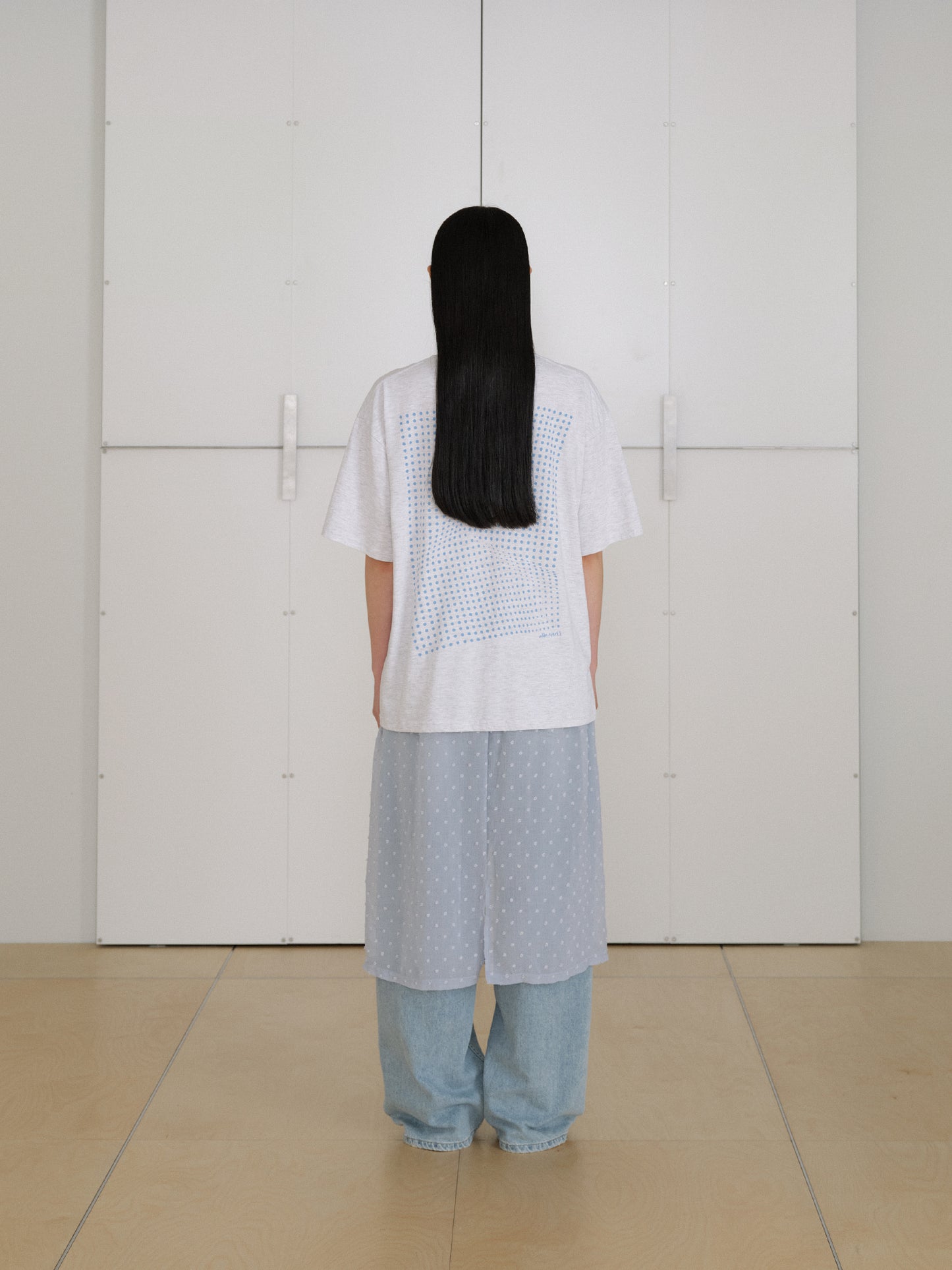 Dot Slit Skirt - Blue