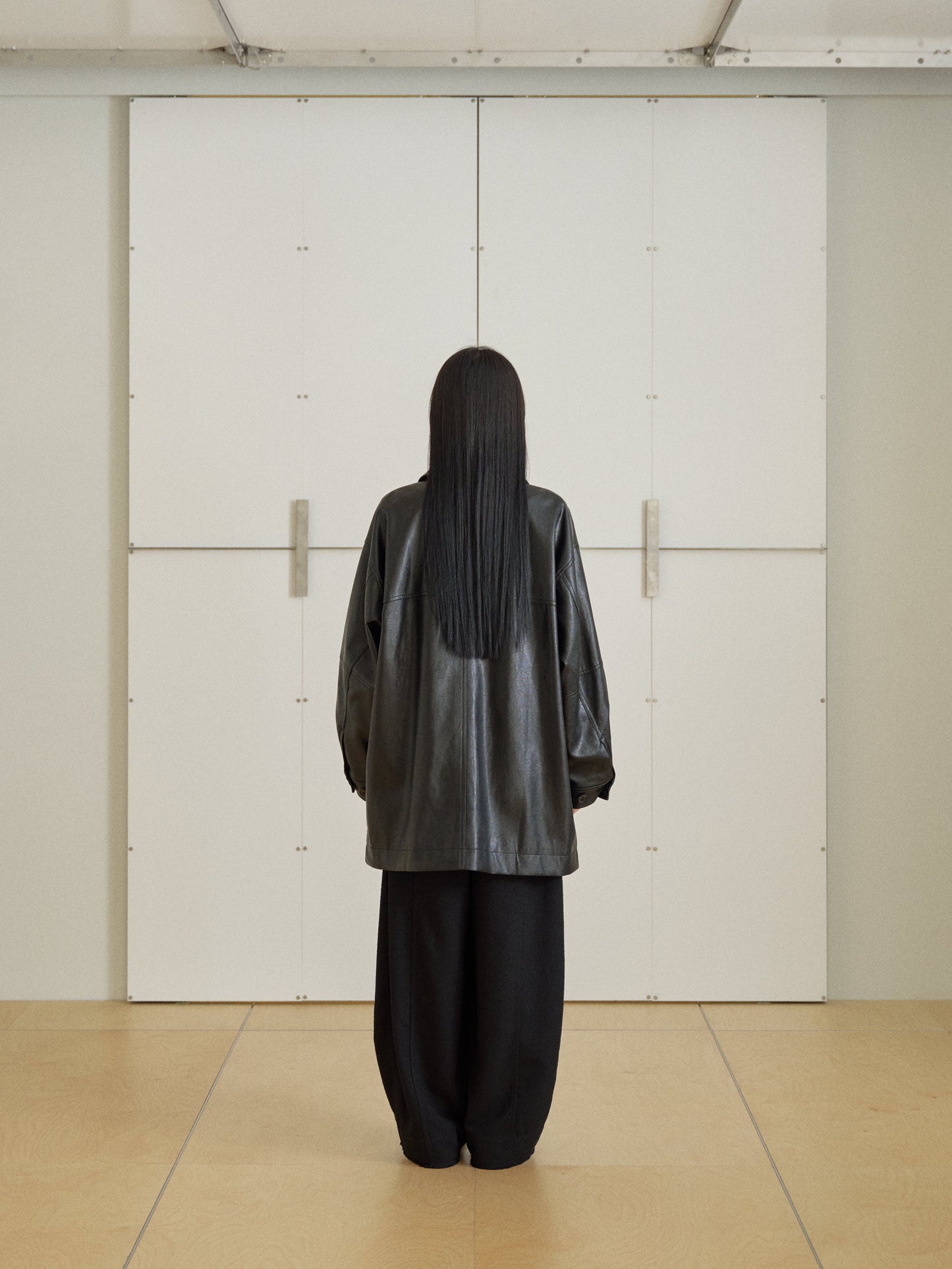 Standard Leather Half Coat – Black