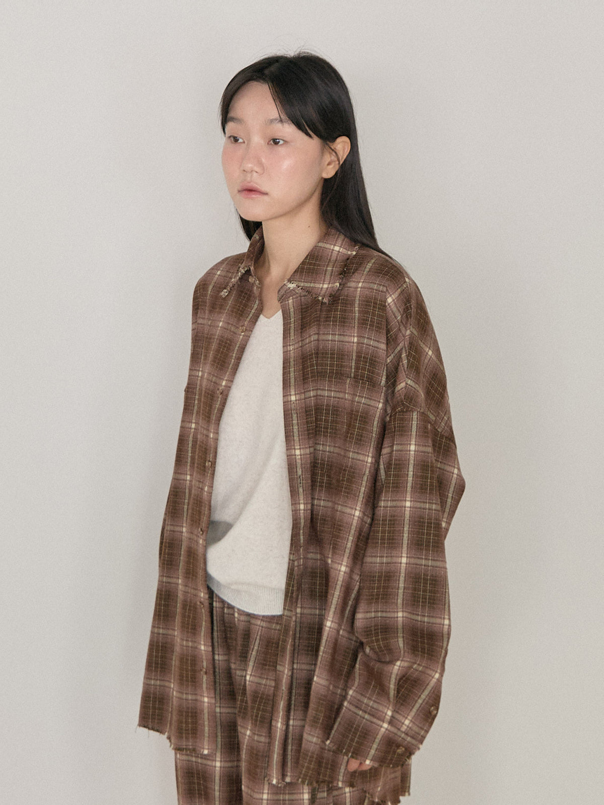 Fringe Check Shirt - Brown 11
