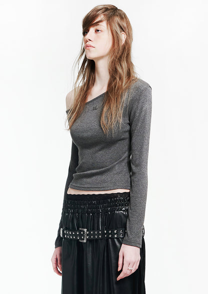 Holy Symbol Sparkle Off-Shoulder GRAY