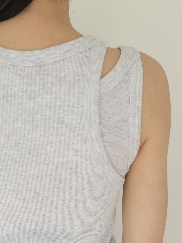【MARAN】Mei Ribbed Sleeveles-GRAY