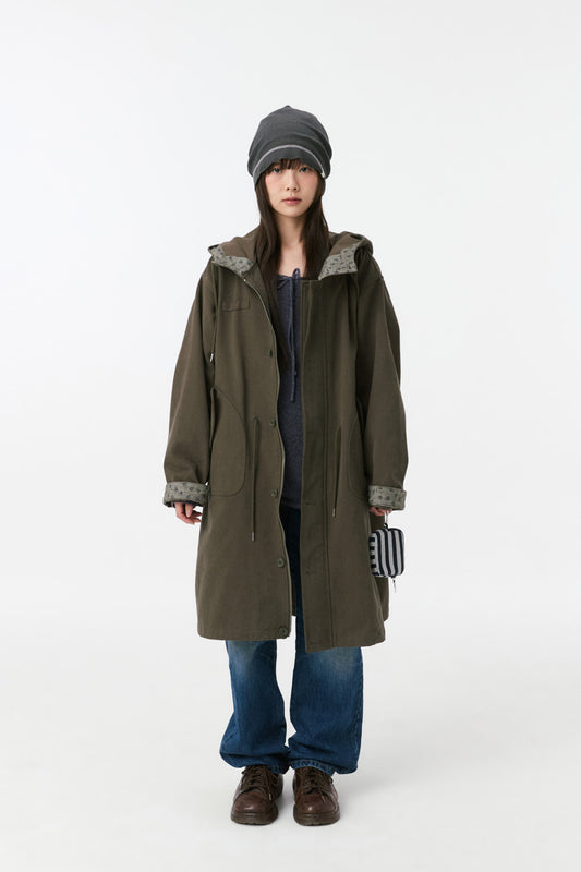 [9/21予約配送] VINTAGE FLORAL HOODED JACKET, KHAKI