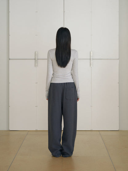 Rib Stripe Long Sleeve - Ivory 12