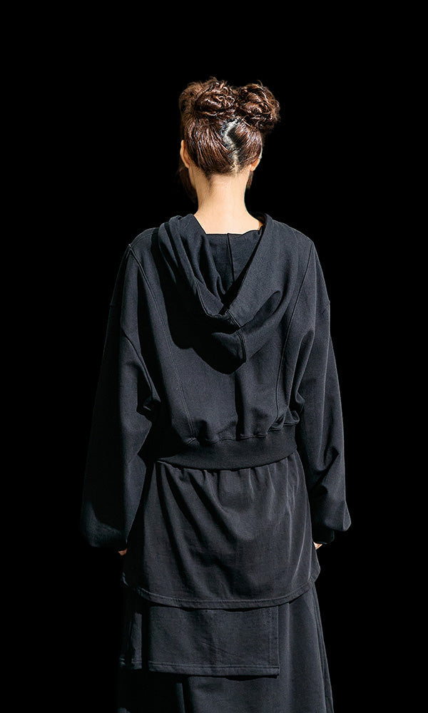 【Reculer レキュリー】Layered Hoodie Black