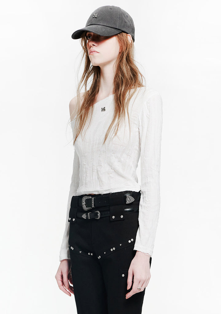 Holy Symbol Ripped Off-shoulder Top WHITE