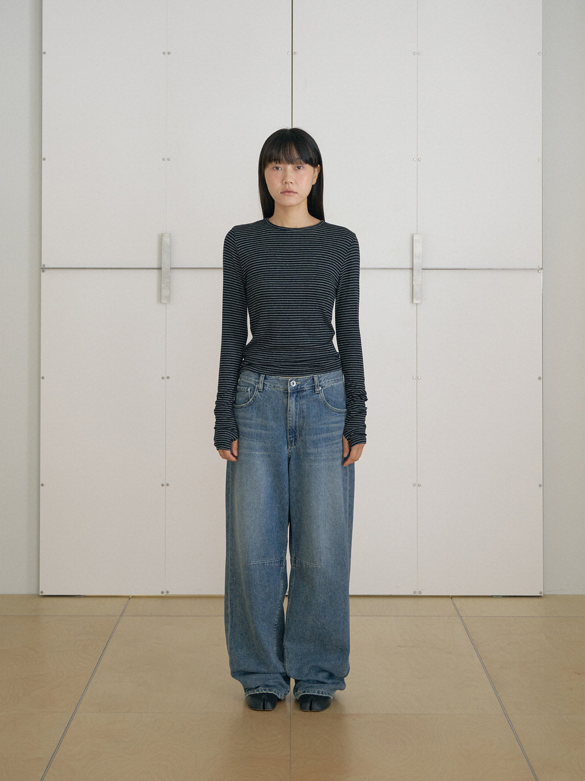 Rib Stripe Long Sleeve - Black 10
