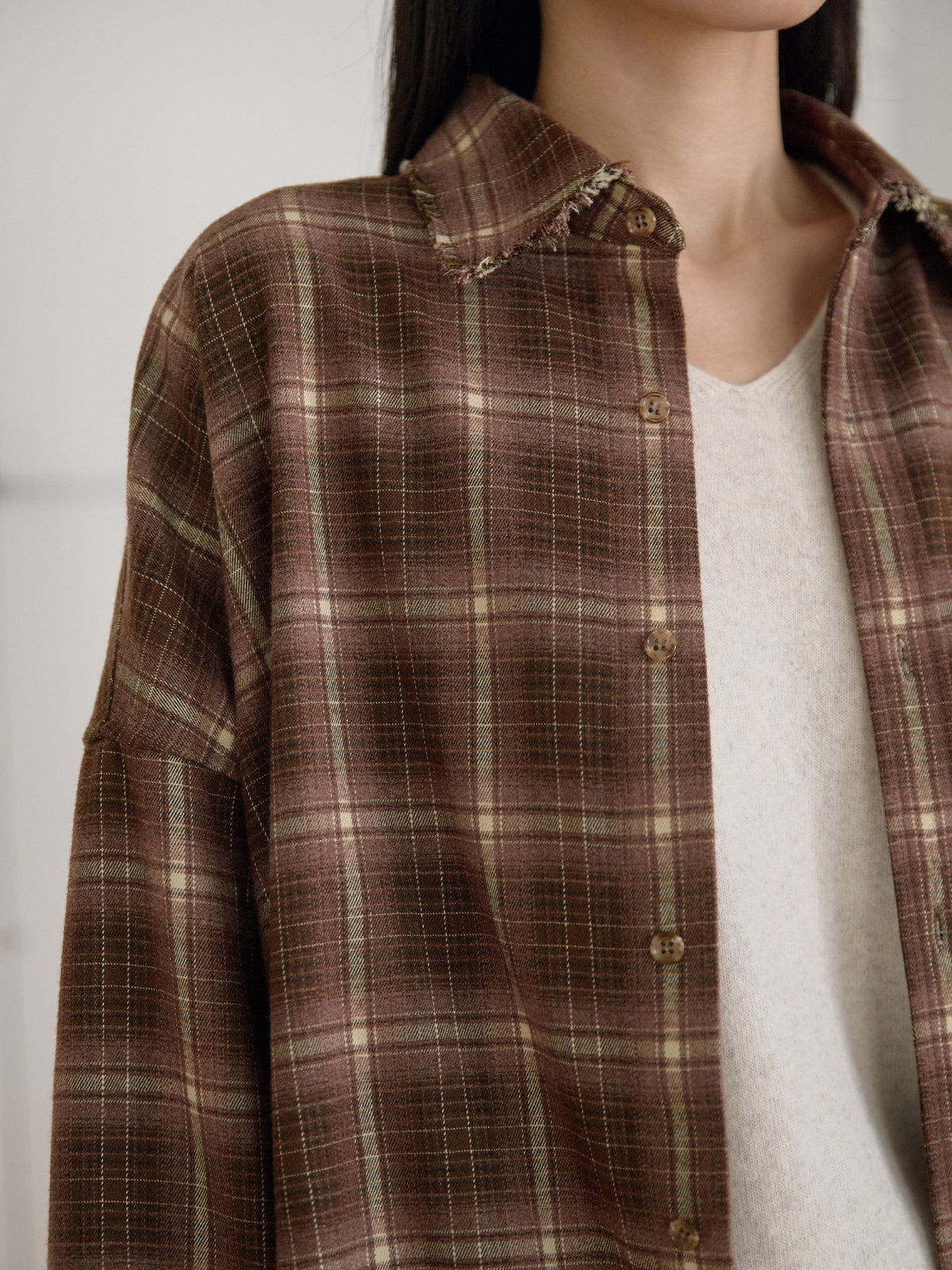 MARAN Fringe Check Shirt - Brown 商品画像15/21
