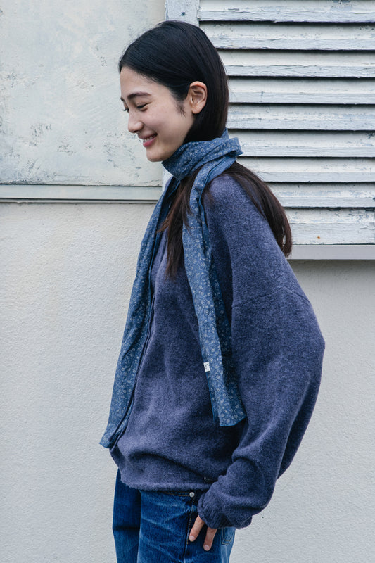 SOFT ALPACA LAYERED U-NECK KNIT, PURPLE