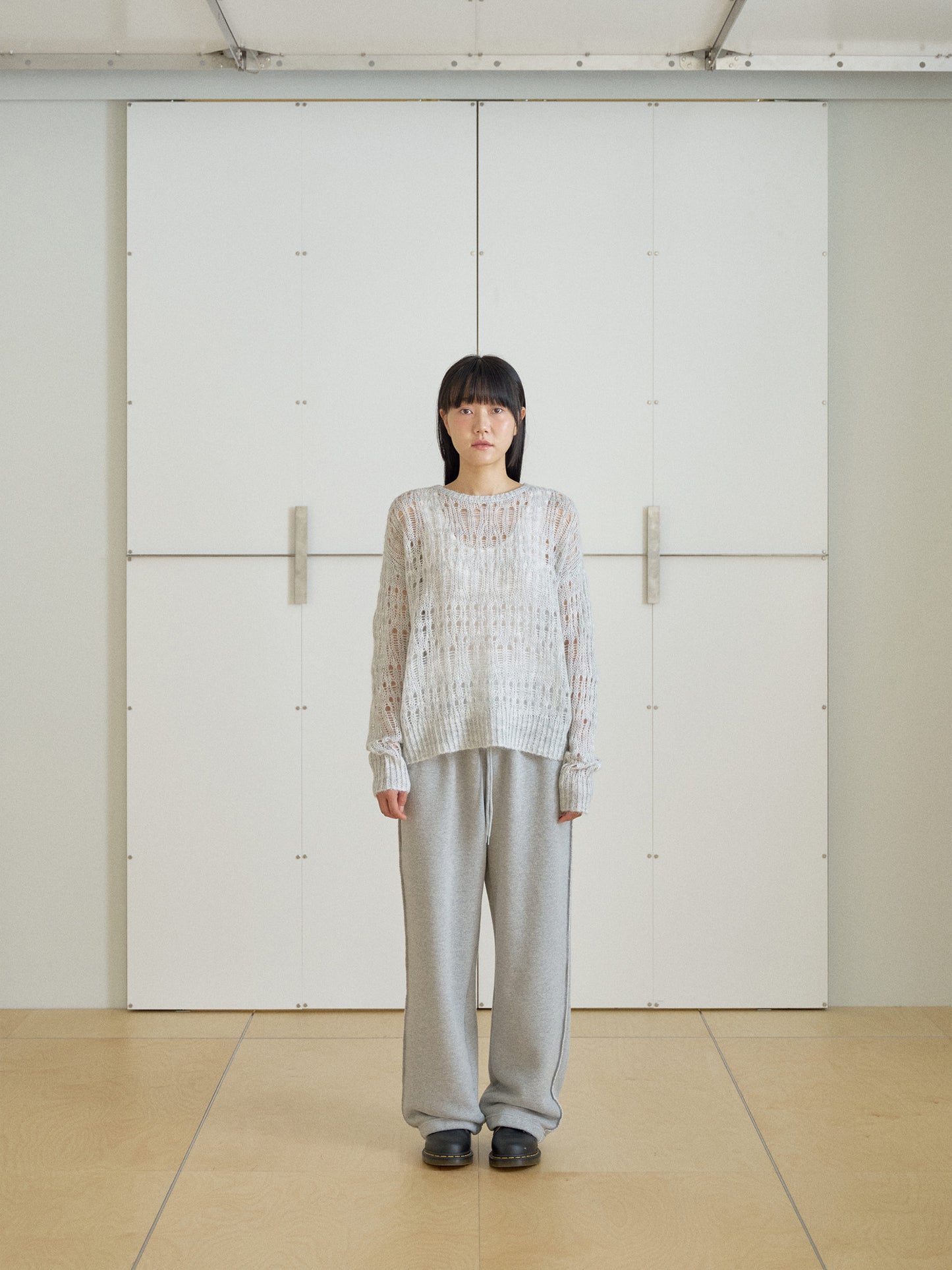 Mohair Punching Pullover-Gray