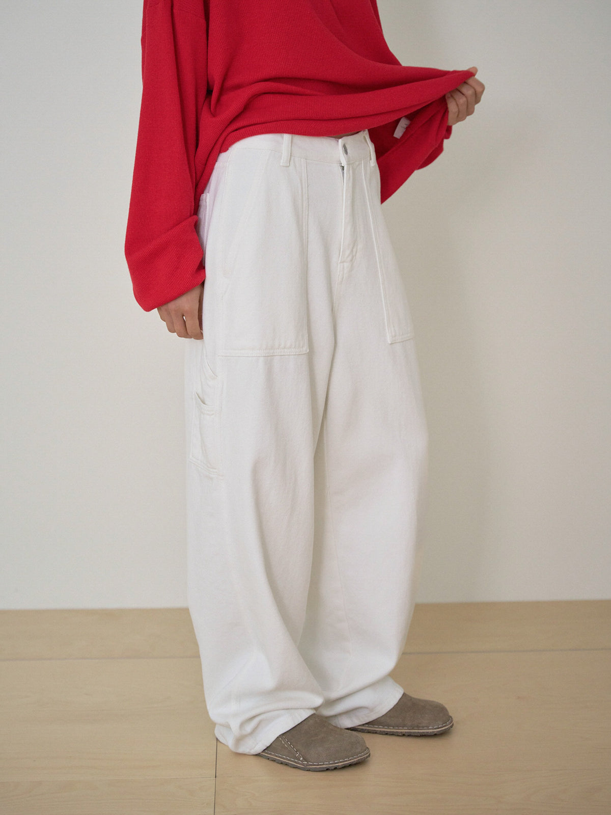 Cotton Twill Fatigue Pants - Ivory 1