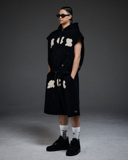 M.C.R. code stud zip-up vest HD BK
