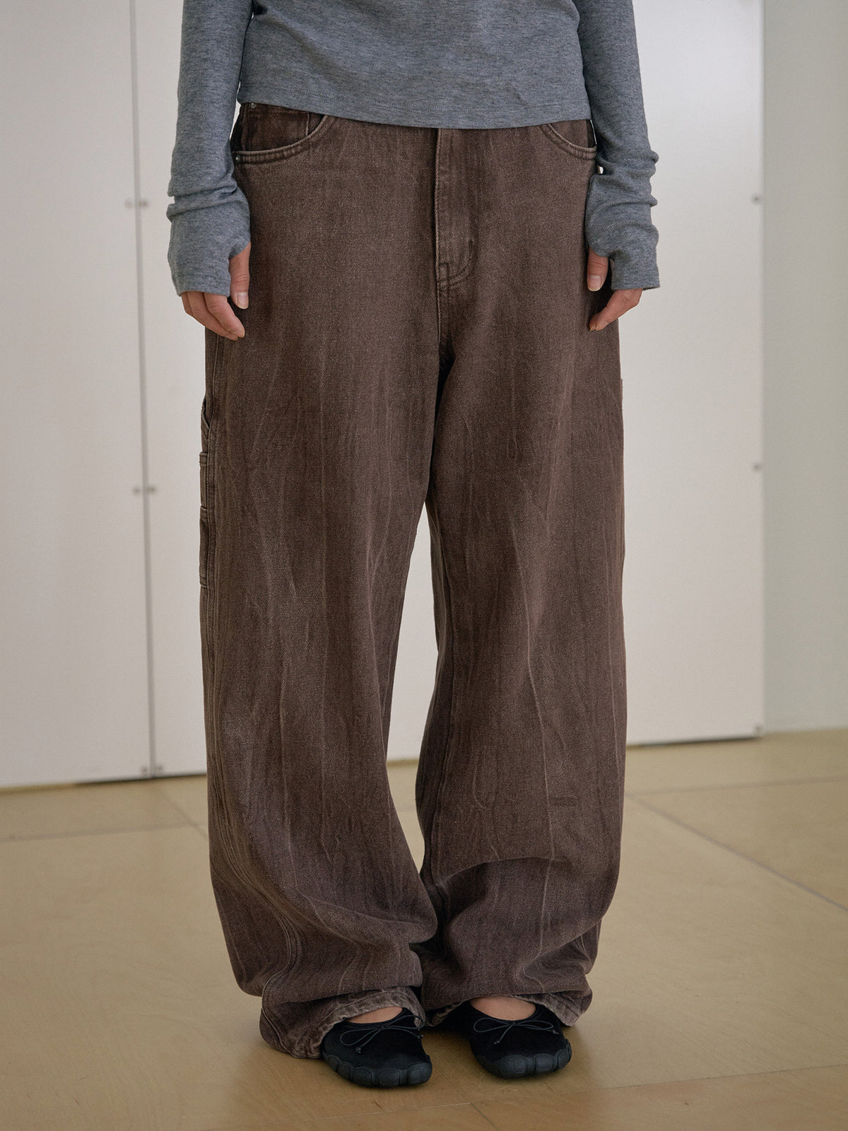 Brown Crack Work Pants - Brown 10
