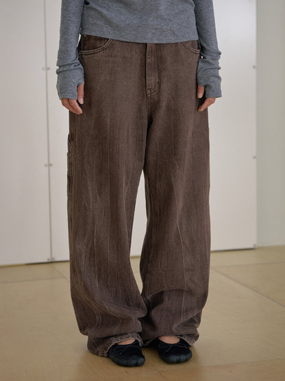 Brown Crack Work Pants - Brown 10