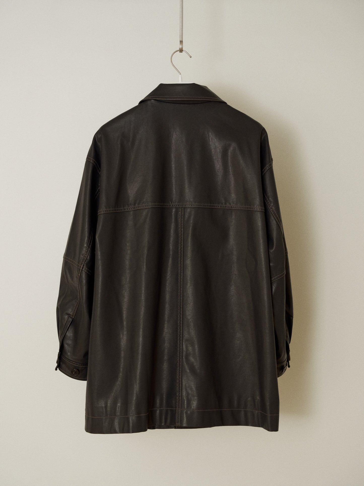 Standard Leather Half Coat – Brown