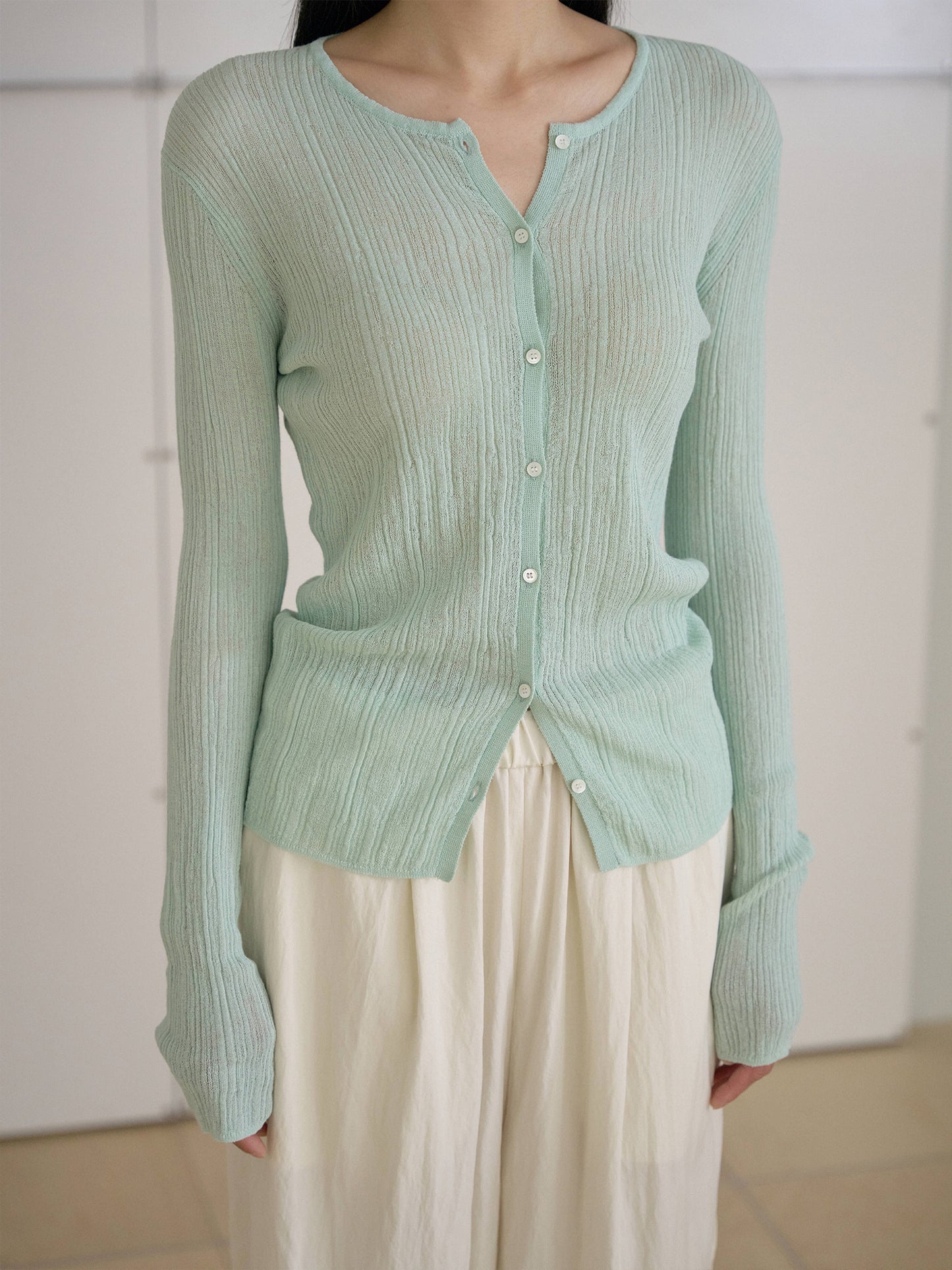 Multi Rib Cardigan - Mint