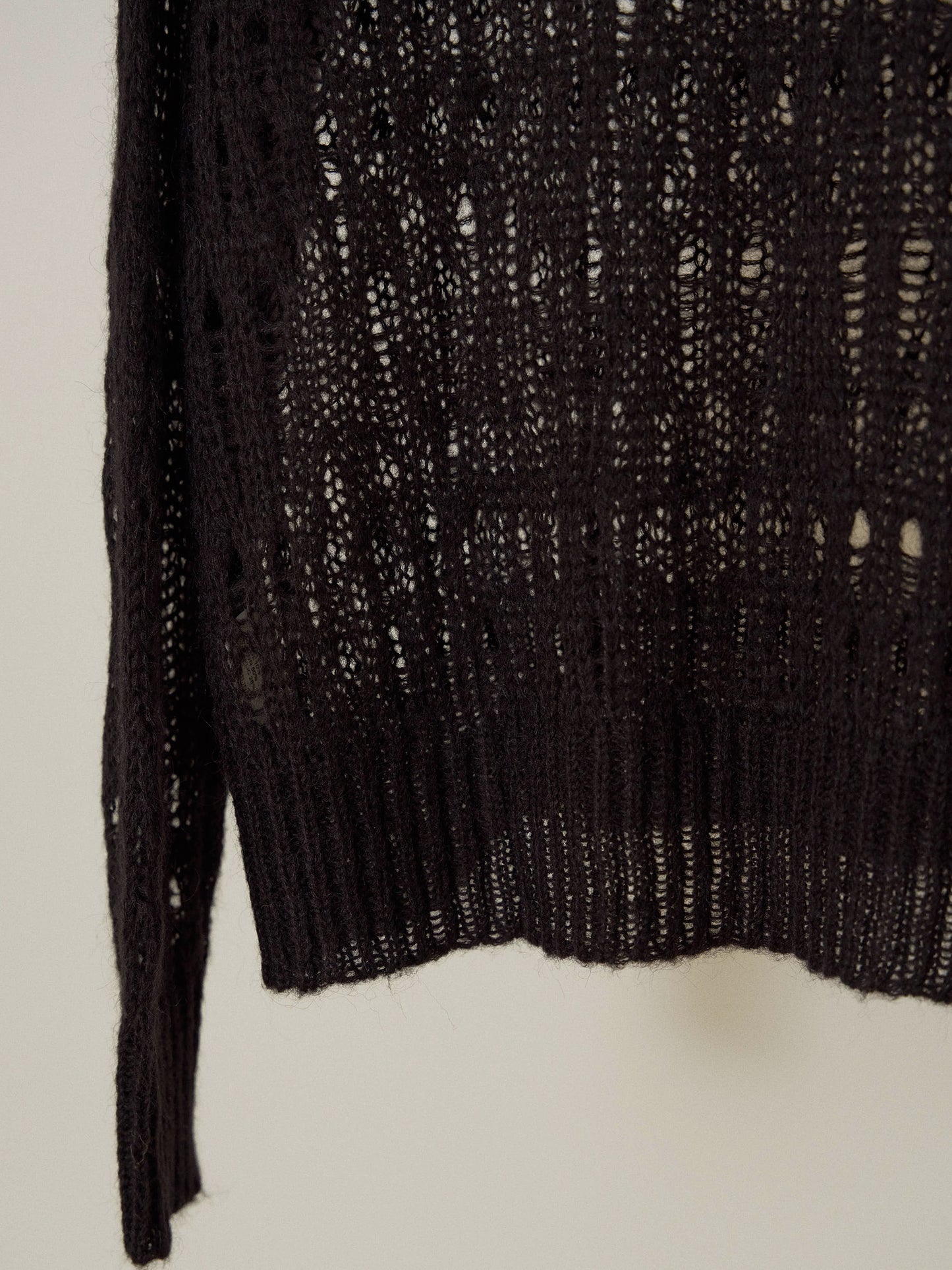Mohair Punching Pullover-Black