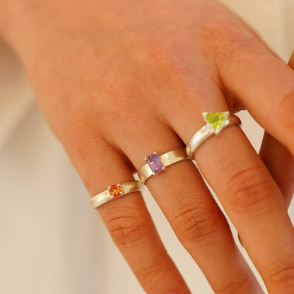 [SUMMER TAG SOL] FANCY SAPPHIRE FACET SILVER RING