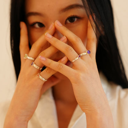 [SUMMER TAG SOL] FANCY SAPPHIRE FACET SILVER RING