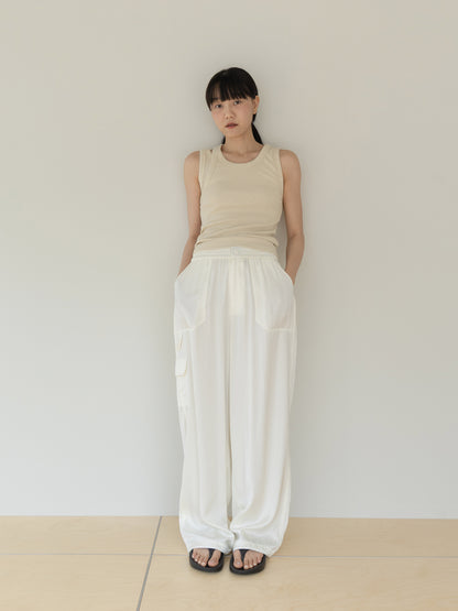 [MARAN] Mei Ribbed Sleeveless - BEIGE