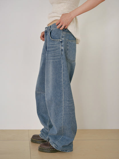 Curved Denim Pants - Indigo 10