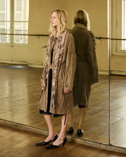 Suede Inkle Trench Coat
