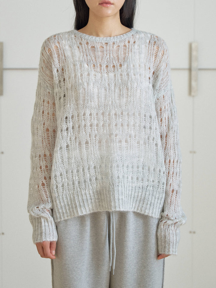 Mohair Punching Pullover - Gray