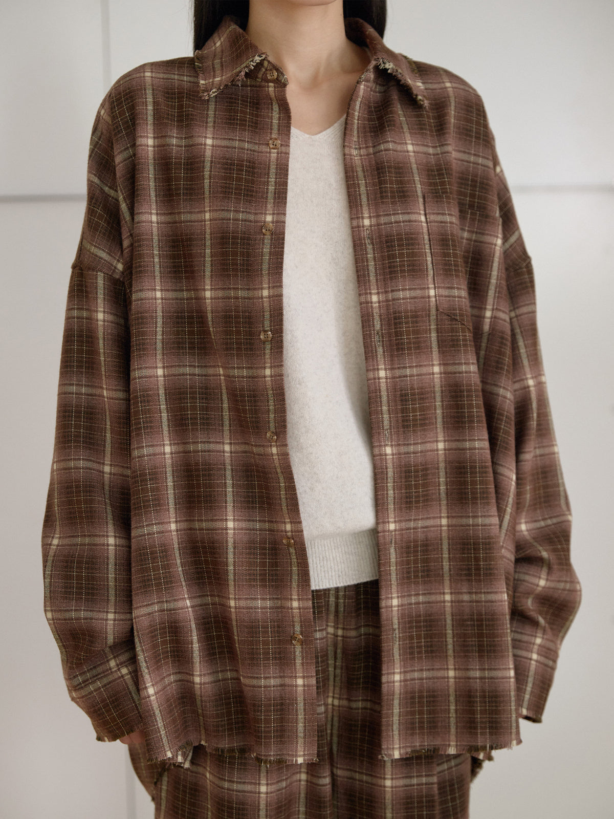 MARAN Fringe Check Shirt - Brown 商品画像14/21