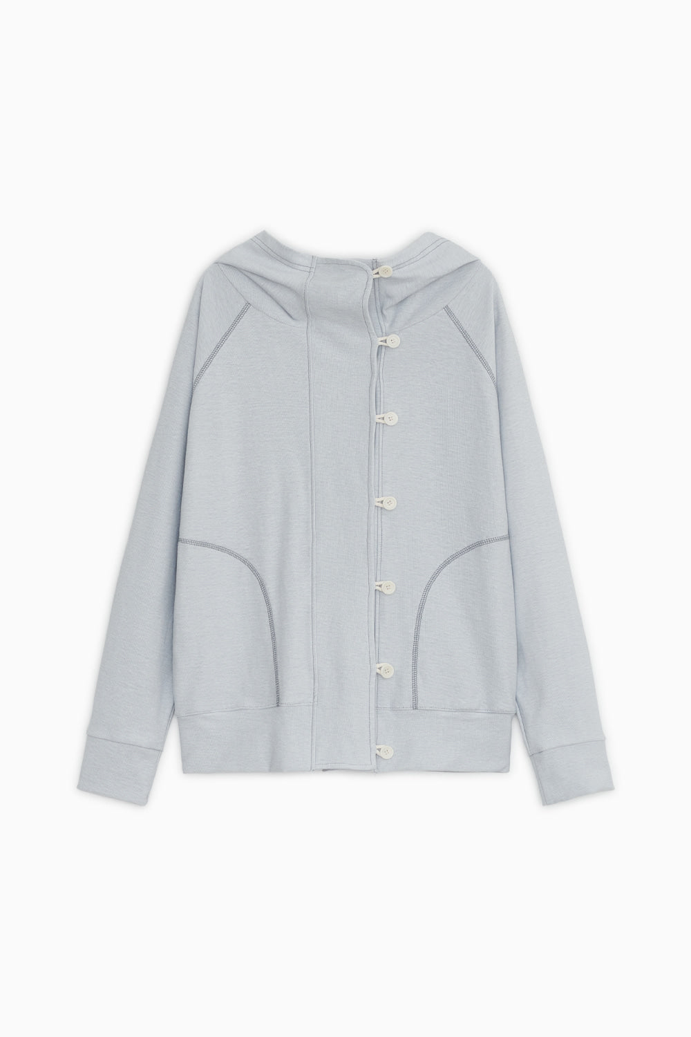 RAGLAN BUTTON HOODED ZIP-UP, SKY BLUE