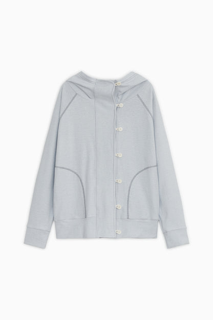 RAGLAN BUTTON HOODED ZIP-UP, SKY BLUE