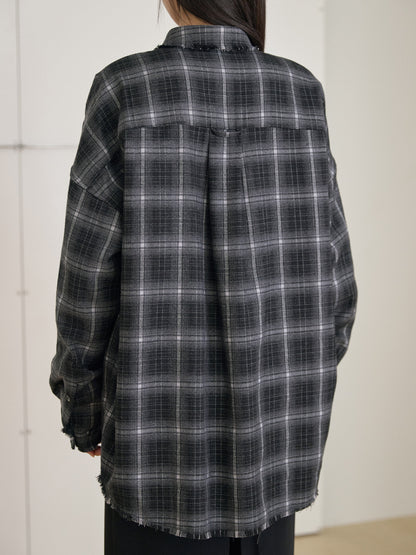 Fringe Check Shirt - Black 11