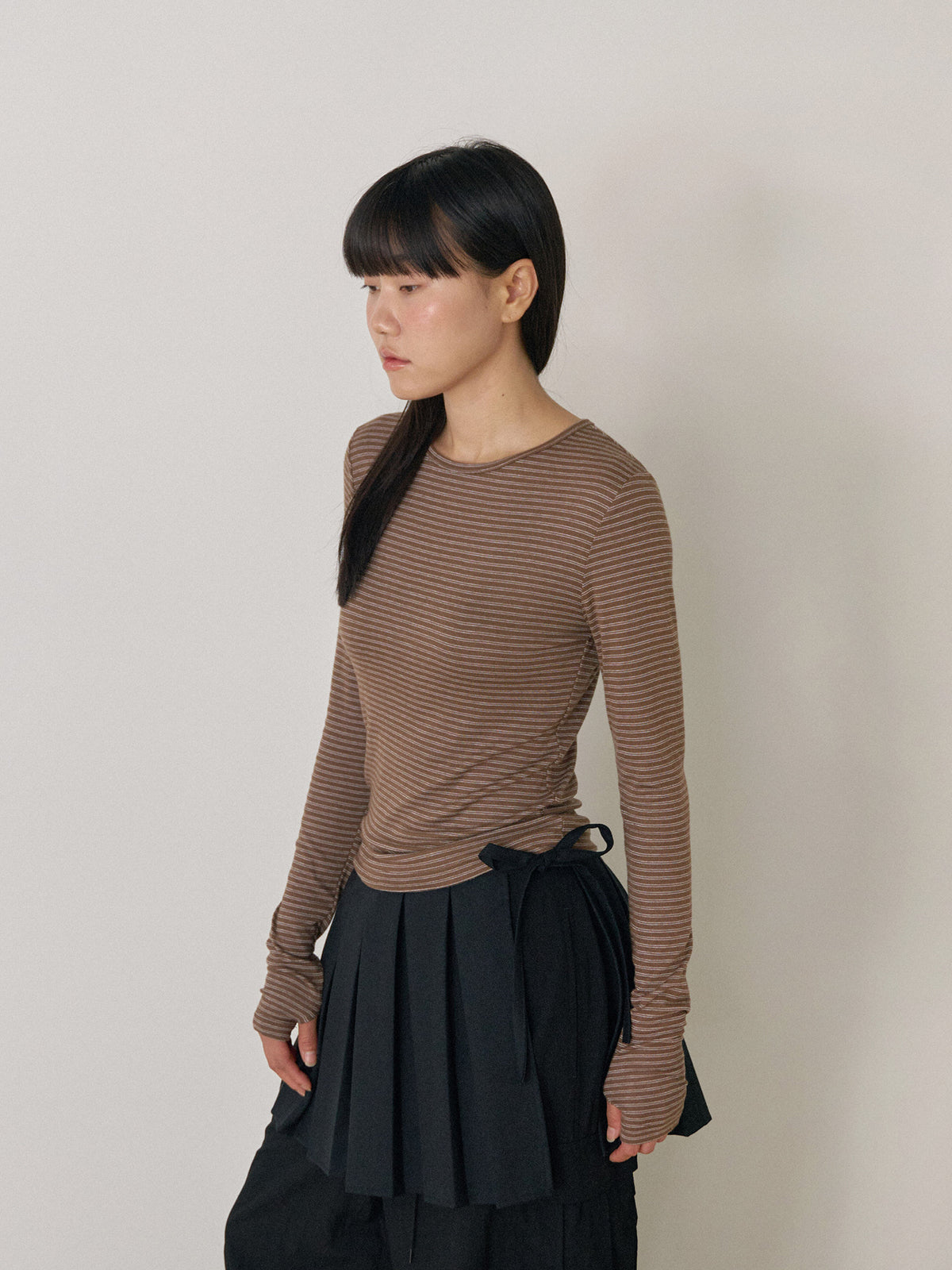 Rib Stripe Long Sleeve - Brown 5