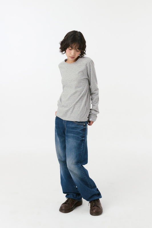 [9/8予約配送] FLORAL PATTERN LONG SLEEVE, GRAY