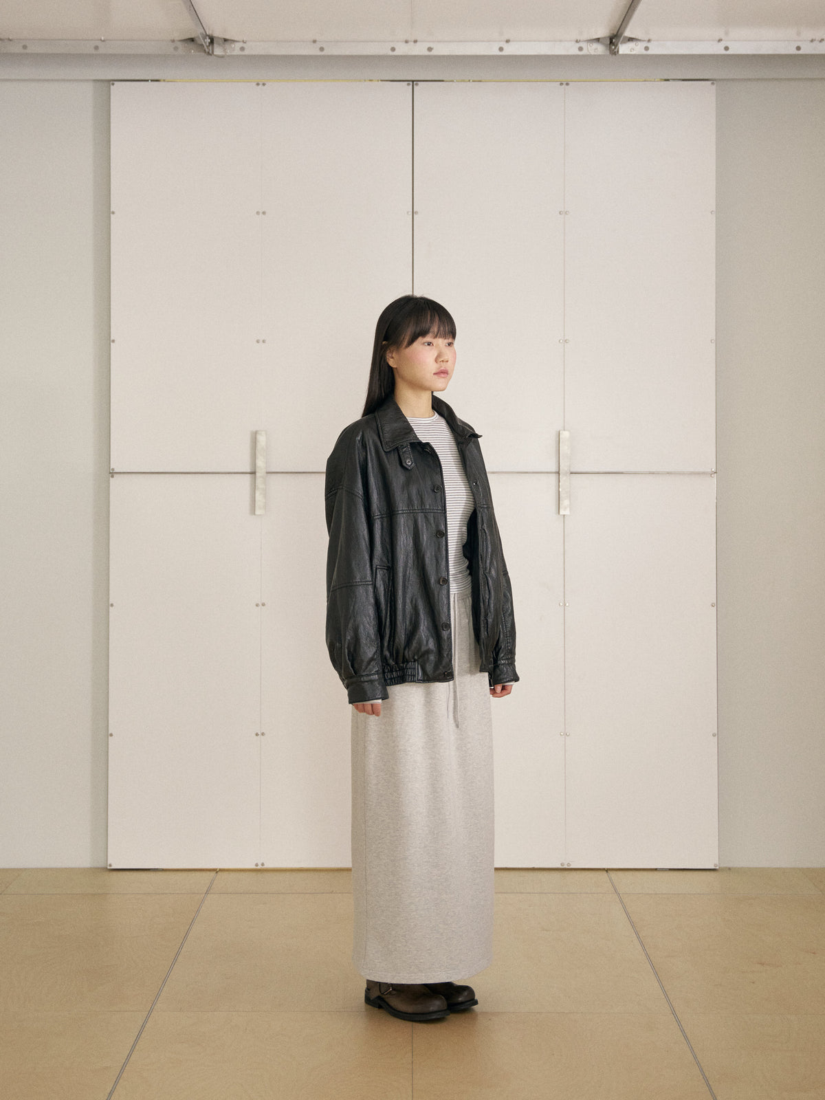 MARAN Center Slit Sweat Skirt - Light Gray 商品画像13/17
