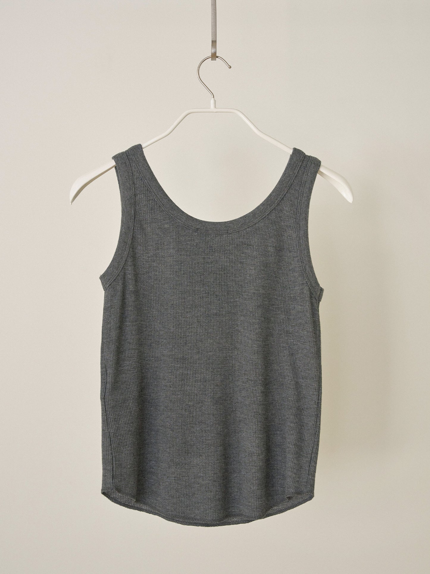 Waffle Button Sleeveless - Charcoal