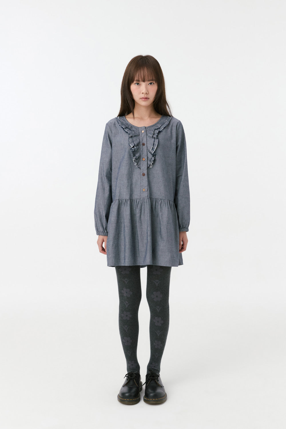 FLORAL PATTERN TIGHTS, CHARCOAL