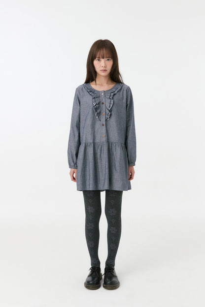 FLORAL PATTERN TIGHTS, CHARCOAL