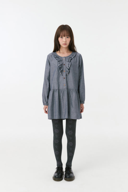 FLORAL PATTERN TIGHTS, CHARCOAL