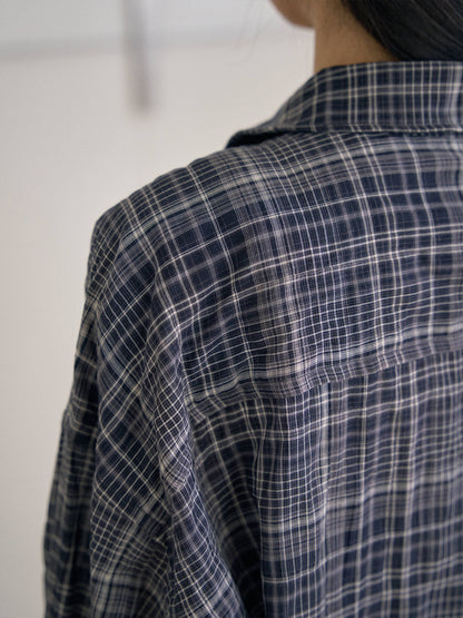 Check Wire Shirt - Navy 10