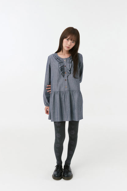 FLORAL PATTERN TIGHTS, CHARCOAL