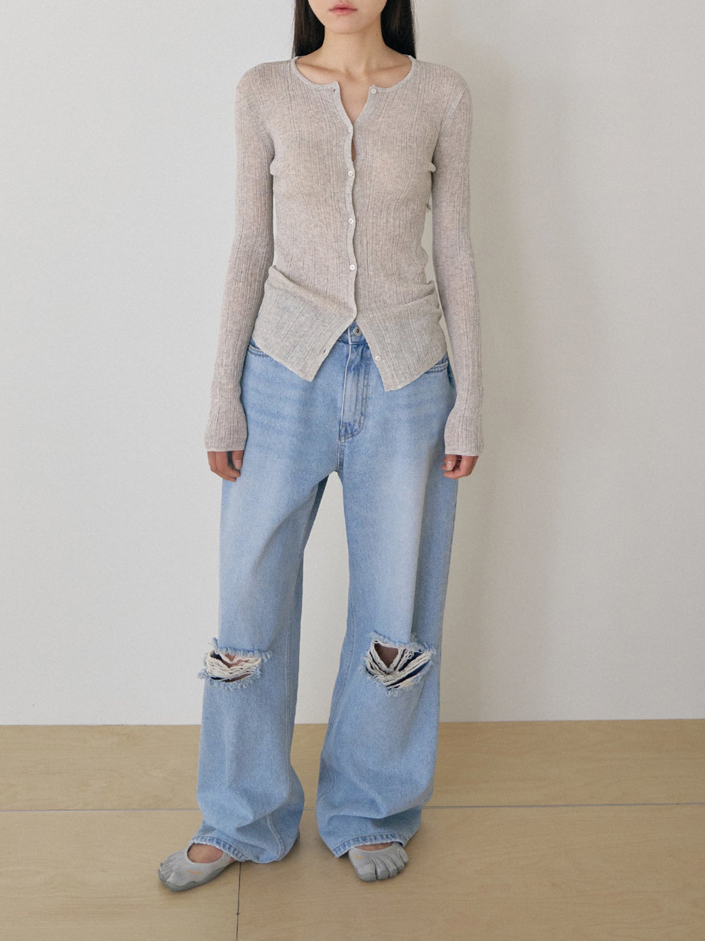 Multi Rib Cardigan - Gray