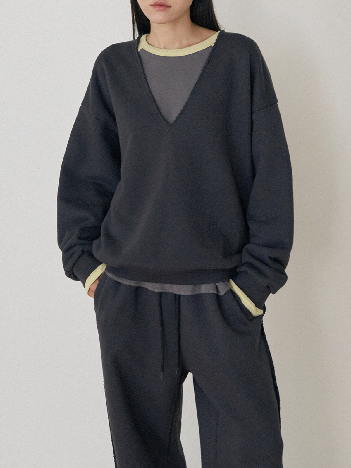 Raw Edge Sweatshirt - Charcoal 1