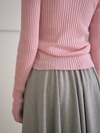 MARAN Double V-neck Rib Pullover - Pink 商品画像17/21