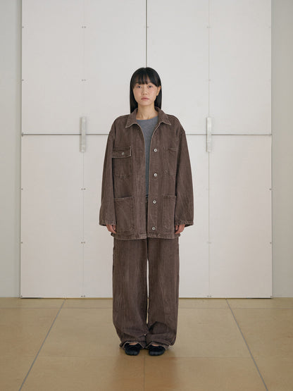 MARAN Brown Crack Coverall Jacket - Brown 商品画像14/21
