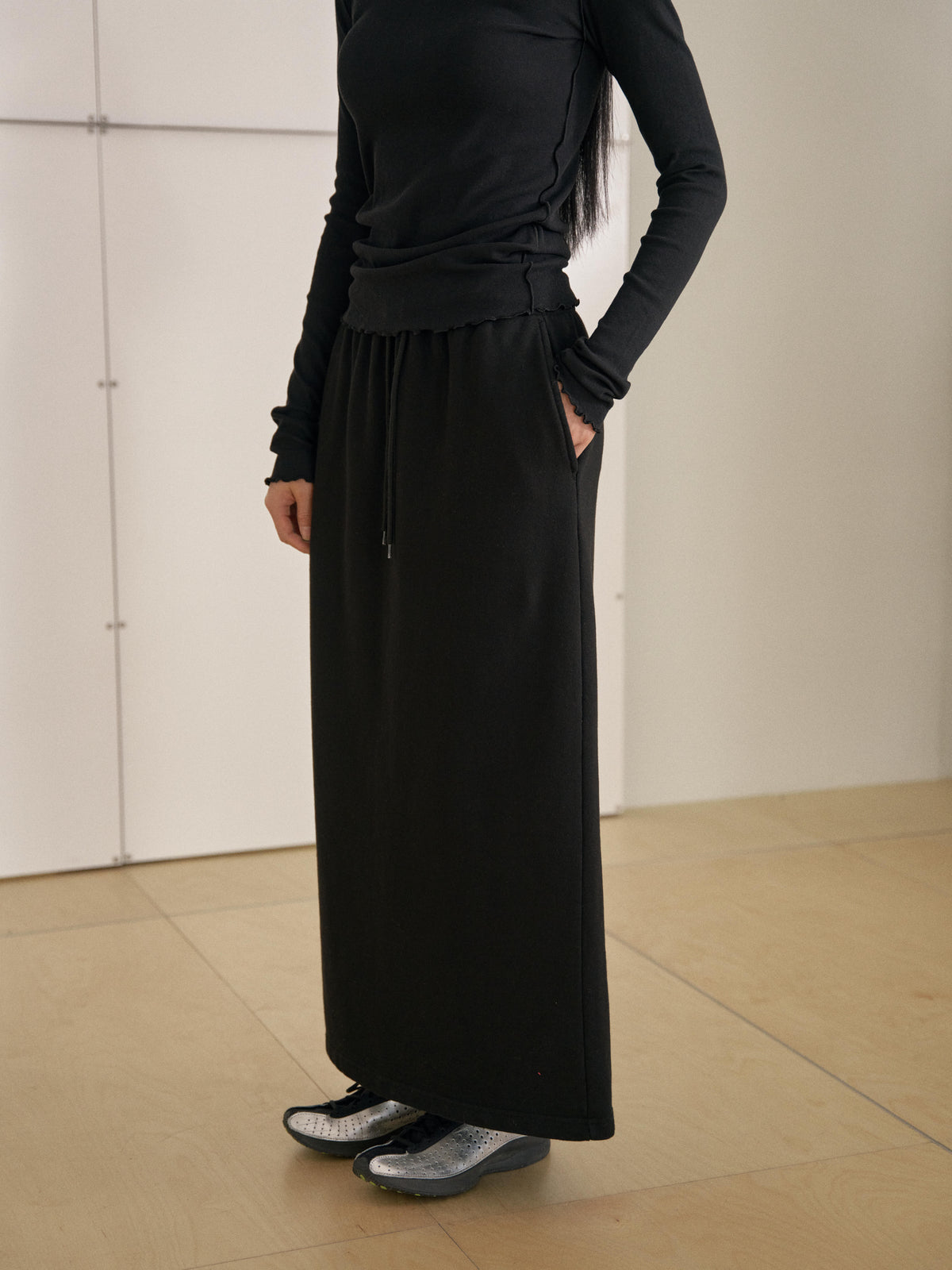 Center Slit Sweat Skirt - Black 9