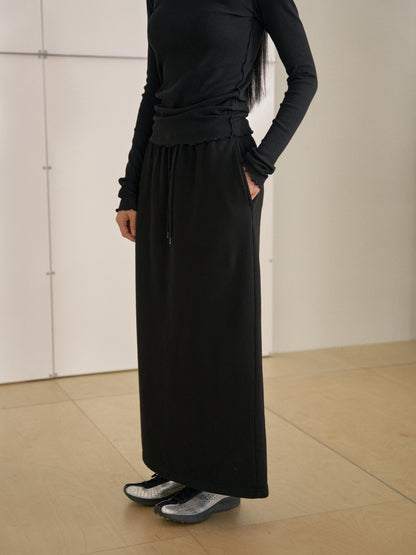 Center Slit Sweat Skirt - Black 9