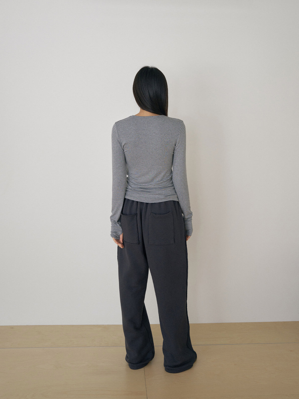 Rib Stripe Long Sleeve - Gray 12