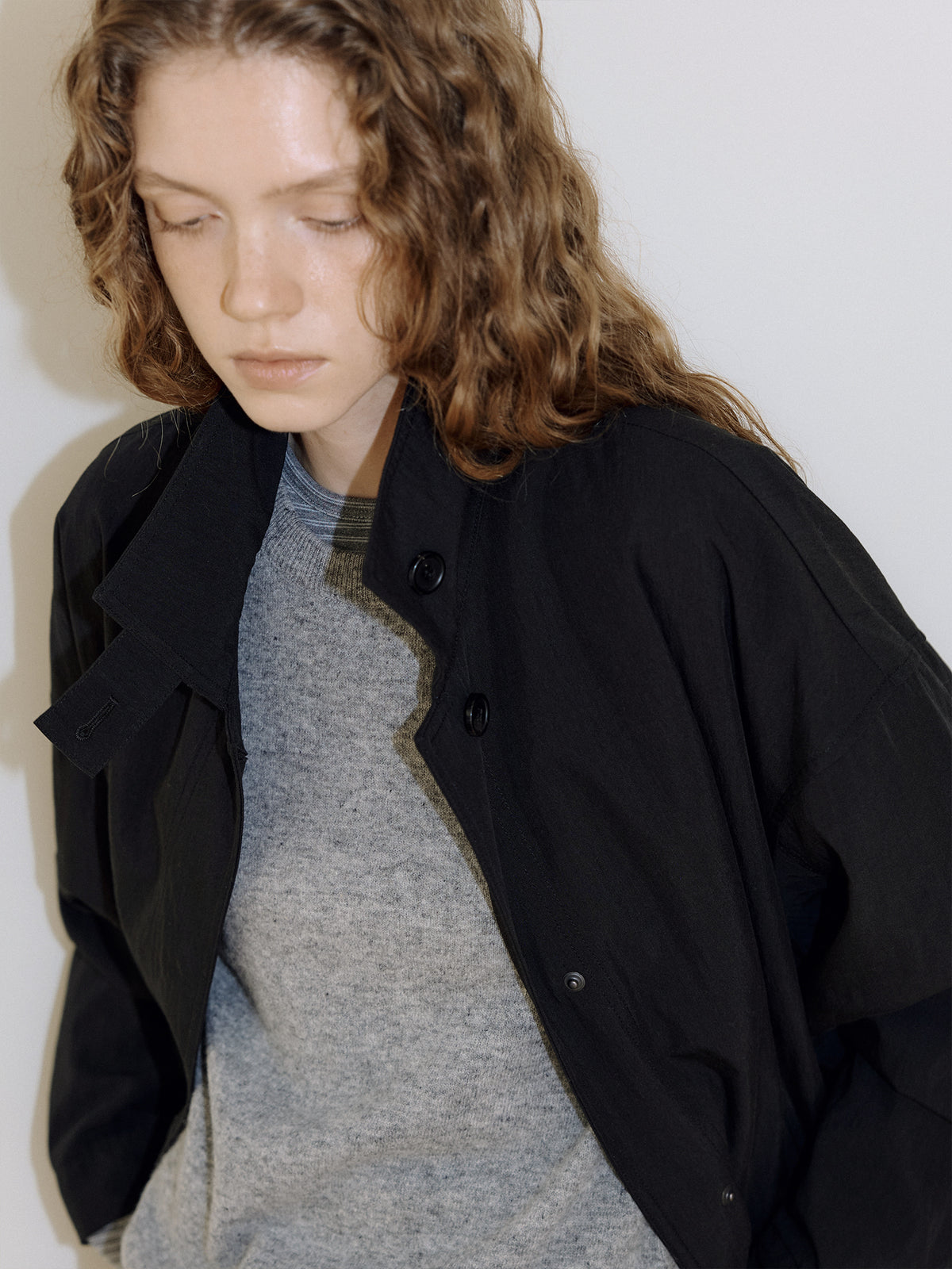 High Neck Trench Coat - Black 5
