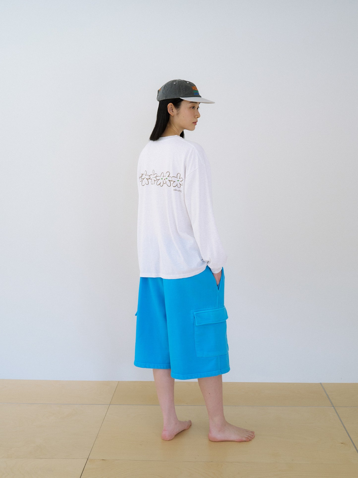 Flower Printing Long Sleeve - Light Gray