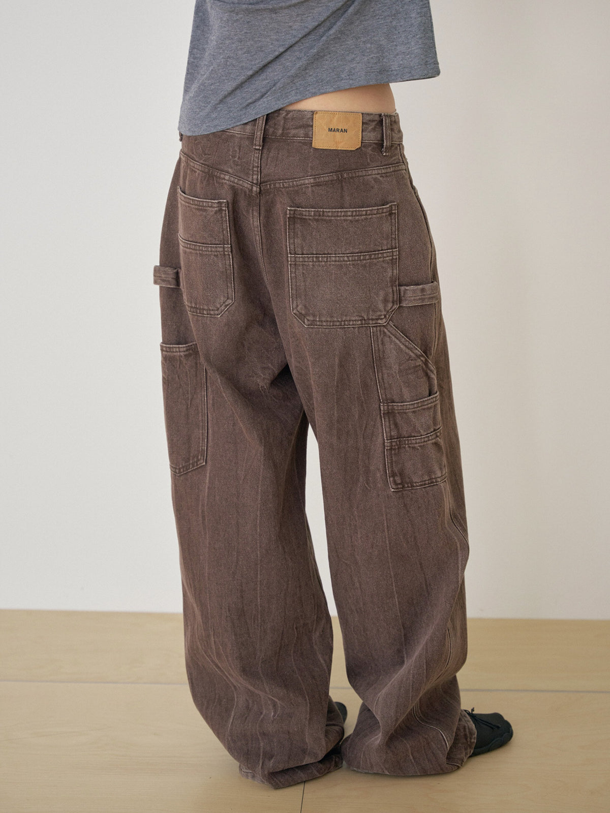 Brown Crack Work Pants - Brown 1
